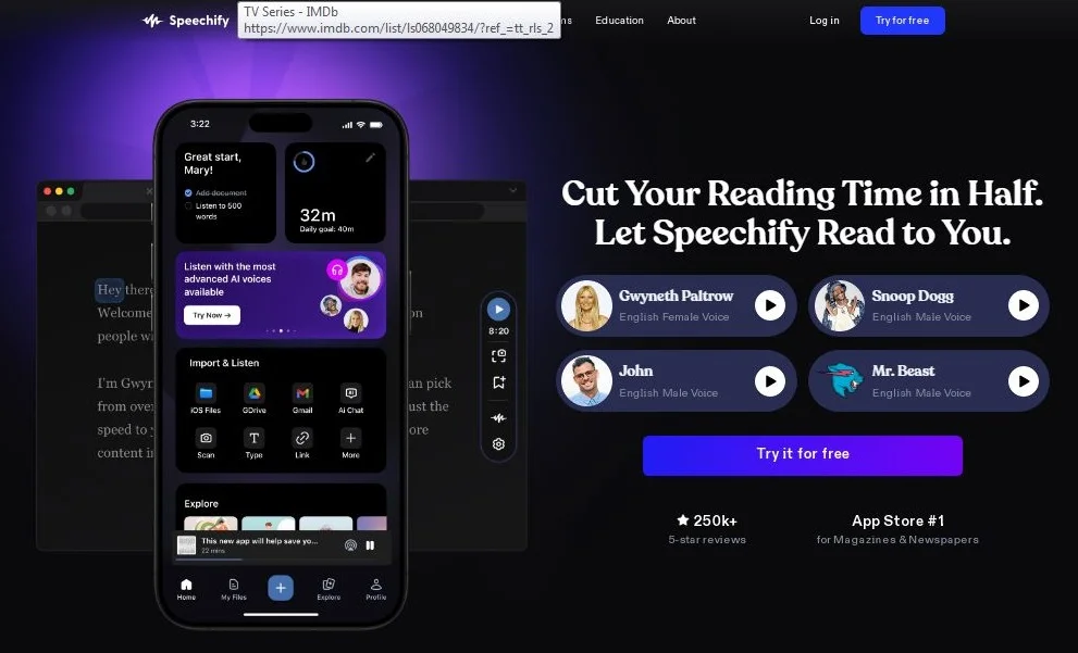 هوش مصنوعی تواید صدا Speechify