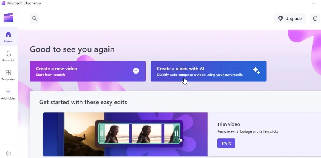 اجرای Clipchamp