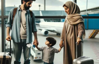 خانواده در فرودگاه برای سفر و مهاجرت به خارج
