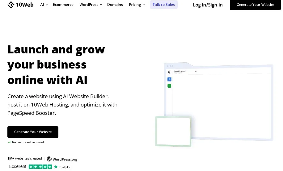 طراحی وب سایت با هوش مصنوعی 10web