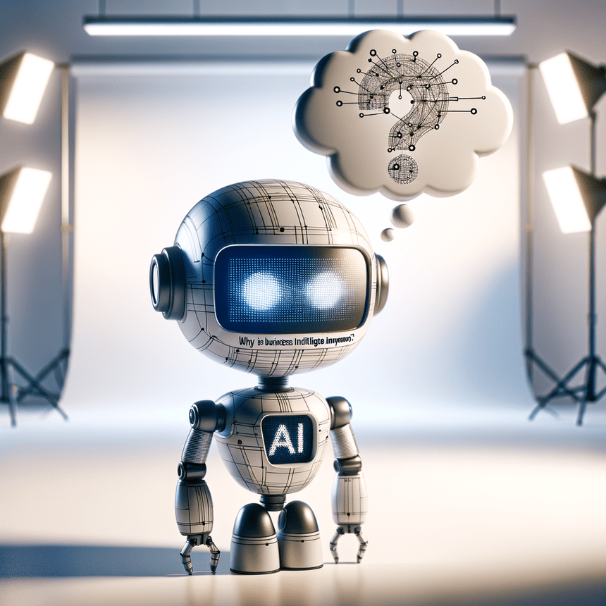 an AI robot is thinking Why is business intelligence important cartoon studio light transformed 1 -